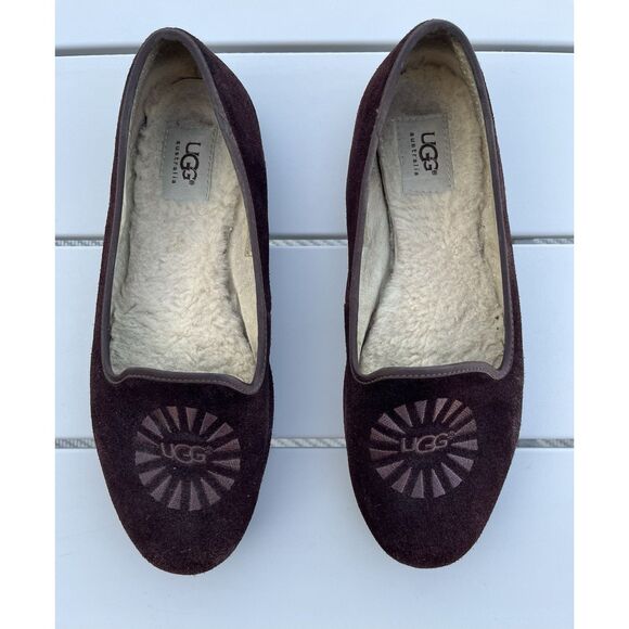 Ugg Alloway Chocolate Brian Loafers - Size 9 - Picture 1 of 9